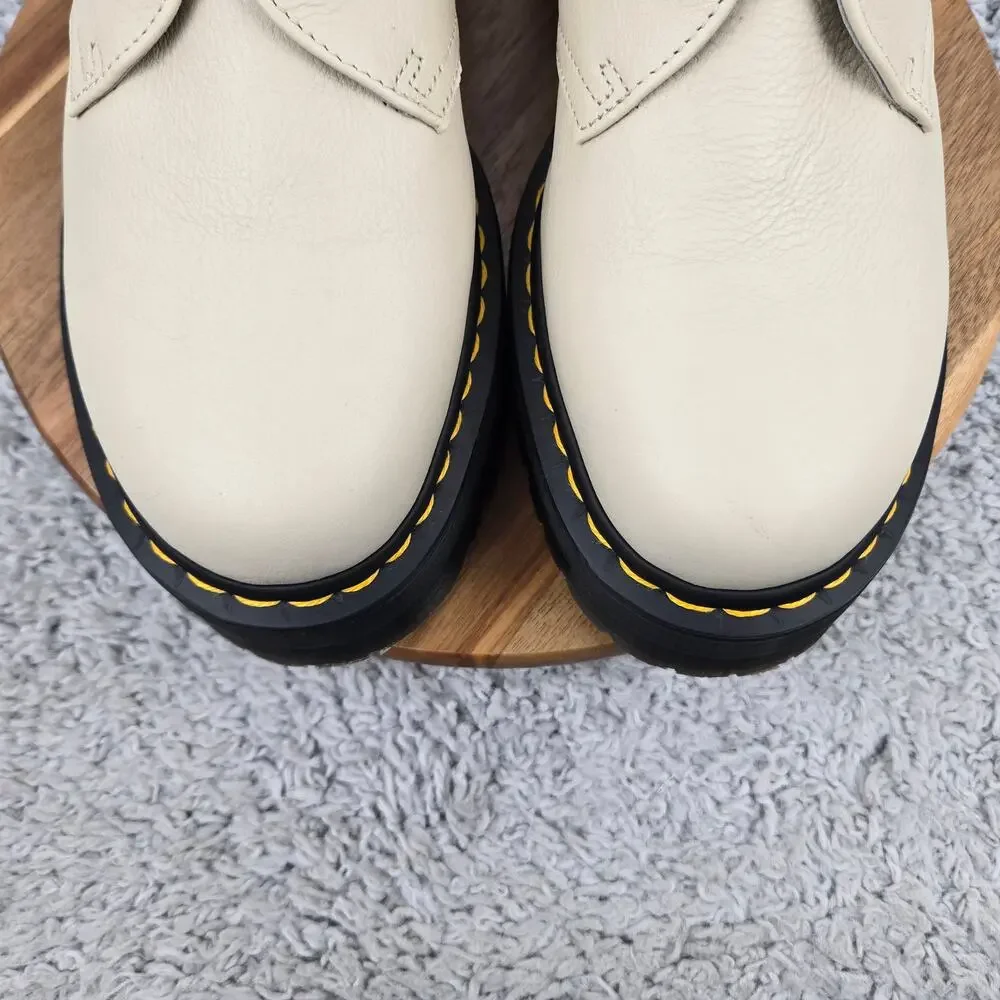 Dr. Martens Mens 12 Quad 1461 II Pisa Beige Leather Low Platform Y2K Chunky Shoe